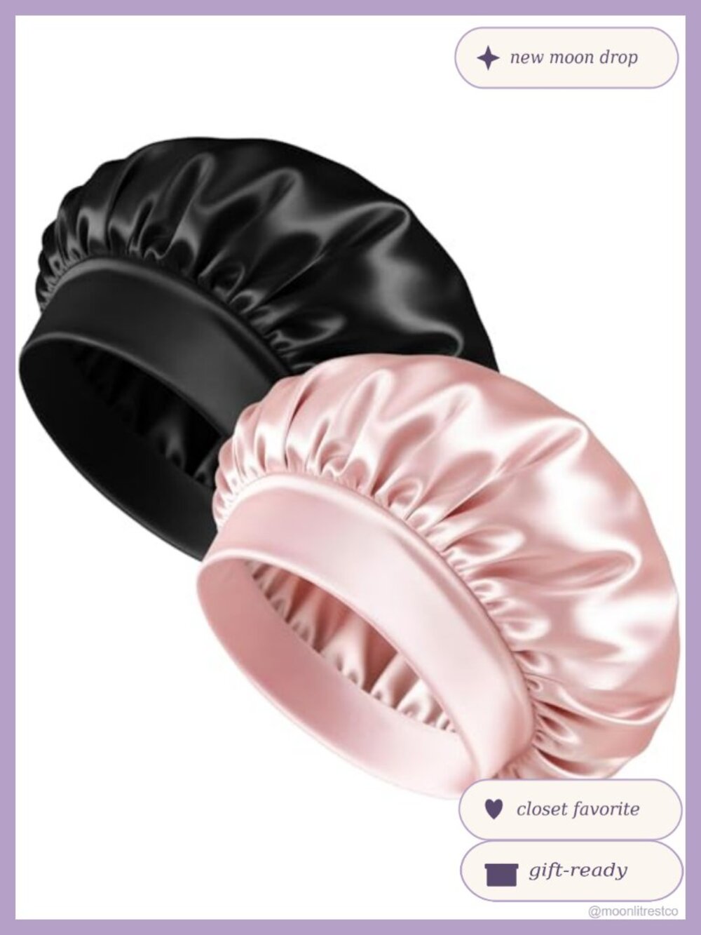 Satin Silk Hair Bonnet Wide Elastic Band Sleep Cap for Curly Hair